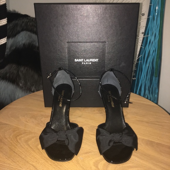 New Saint Laurent Jane 80 Patent Bow Sandals - Picture 6 of 8